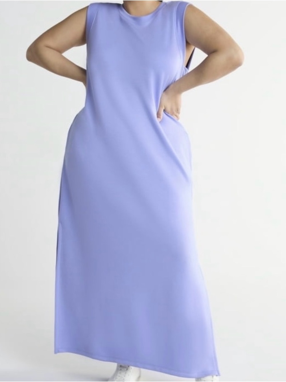 Sleeveless Maxi Dress in Lavender Scuba Knit - Elegant Everyday Style